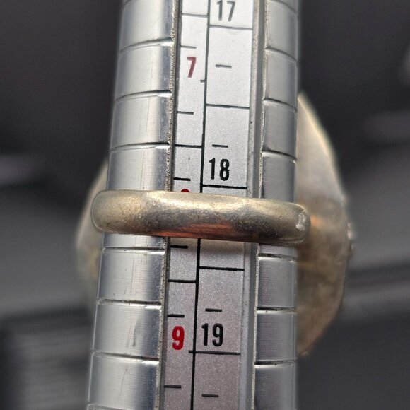 925 Sterling Silver Plated Turritella Agate Ring Size 8 Bezel Setting Bohemian - Picture 11 of 13